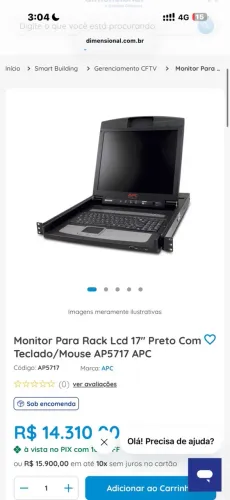 Monitor para rack APC com Teclado/mouse