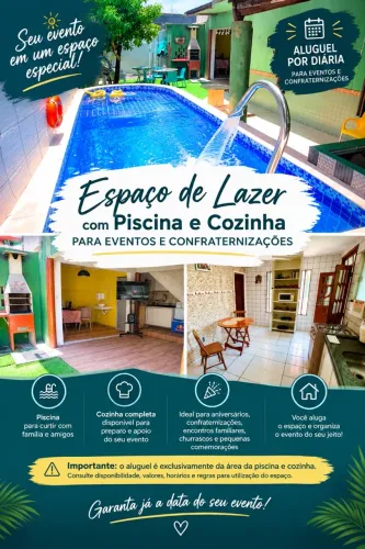 Espaço de Lazer Privativo com Piscina e Cozinha para Eventos e Confraternizações