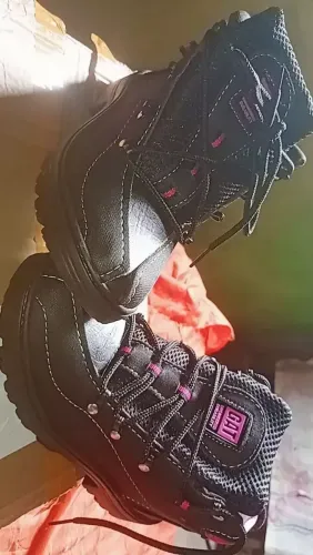 Bota Coturno Adventure Feminino Tênis Cano Curto Preto Rosa do 33 ao 40