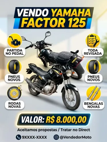 VENDE-SE YAMAHA FACTOR 125 K1 15/16 - OPORTUNIDADE!<br>