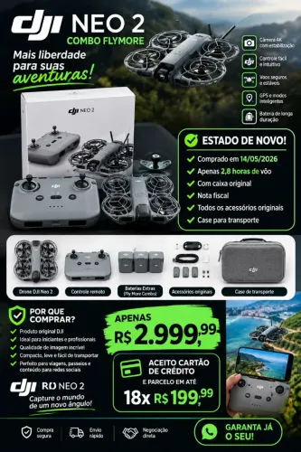 DJI NEO 2 COMBO FLY MORE - ESTADO DE NOVO!
