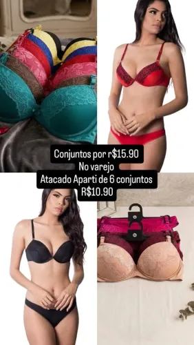 Conjuntos Soutien + calcinha por apenas r$9