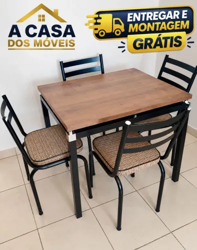 Conjunto mesa Malva c/04 cadeiras - Tampo de madeira