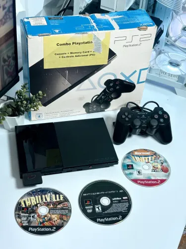 PS2 SLIM C/LACRE SONY NA CAIXA!!
