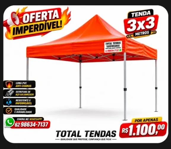 Tenda 3x3 PVC LARANJADA