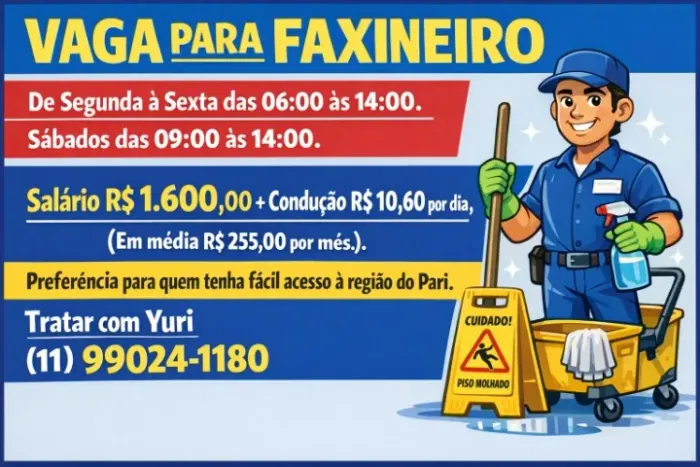 FAXINEIRO DE ACADEMIA