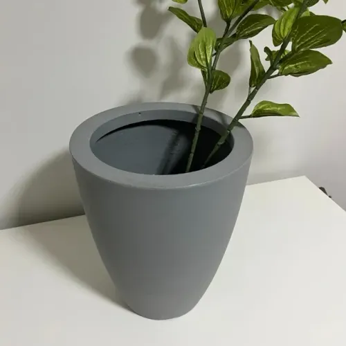 Vaso Decorativo Cinza com Planta Artificial Realista Estilo Moderno