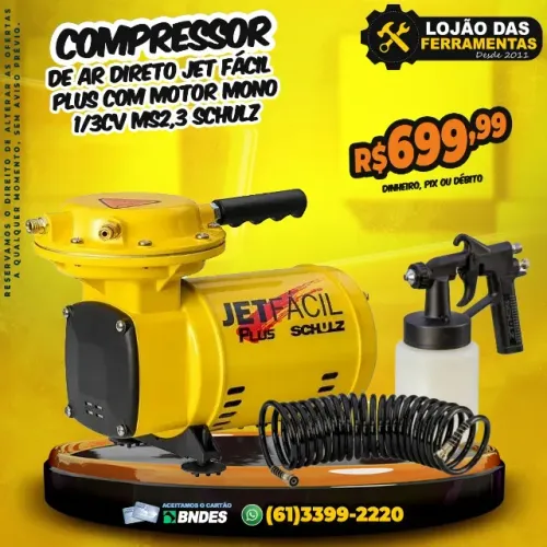 Motocompressor Jet Fácil Plus Com Motor Mono 1/3CV MS2,3 Schulz