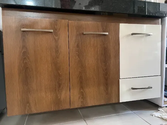 Balcão Armário Inferior para Pia de Cozinha (117cm) - Amadeirado