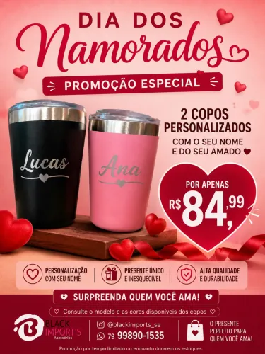 Kit 2 copos térmicos personalizado 