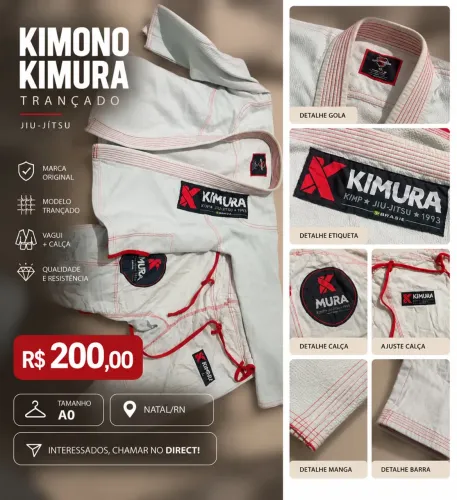 Kimono Kimura Trançado A0 Original - Jiu-Jítsu - Branco
