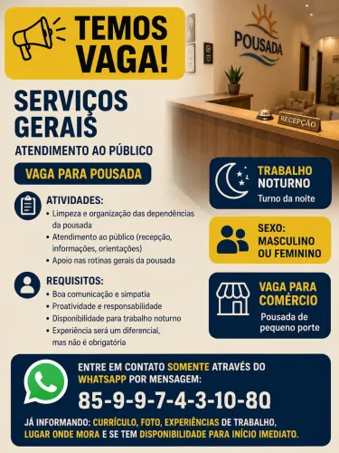 Serviço geral em Pousada 