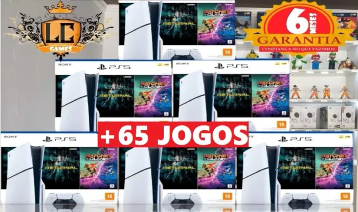 PLAYSTATION 5 SLIM 1TB COM LEITOR + 75 JOGOS + O6 MESES GARANTIA II LOJA FISICA II