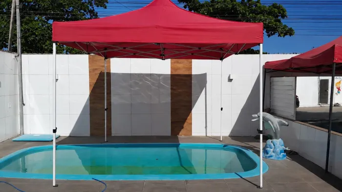 Tenda reforçada estrutura branca 3x3 sanfonada 