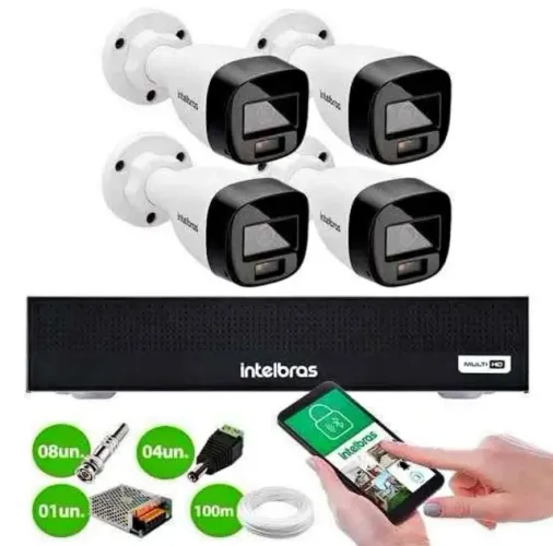 KIT 4 CÂMERAS CFTV INSTALADAS