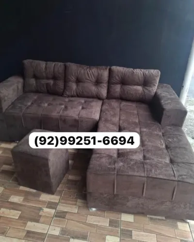 sofa com chaise marrom