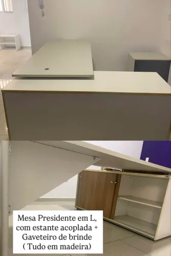 Mesa Presidente em L + gaveteiro