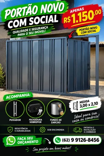 ? PORTÃO NOVO COM SOCIAL | R$ 1.150 | OFERTA