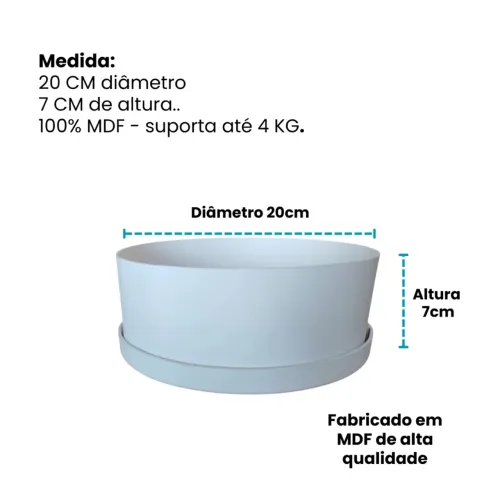 Kit com 10 Caixa Redonda Branca em Mdf Decorativa 20x7