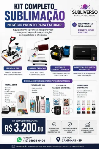 KIT Sublimação & Transfer Laser - Pronto  pra trabalhar 