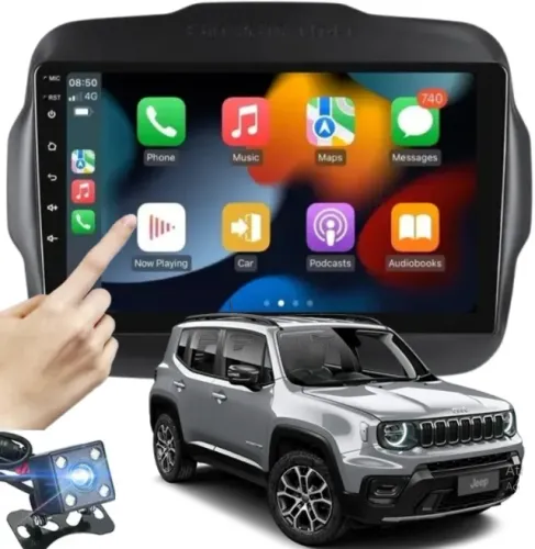 Kit Multimídia Jeep Renegade 2016 2020 9 Polegadas Android + Carplay +Câmera de Ré Inclusa