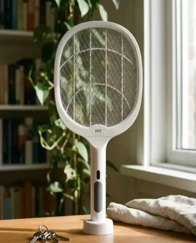 Raquete Elétrica Mata Mosquito Pernilongo Recarregável Luz Uv 2 Em 1 Bivolt Portátil Sólar