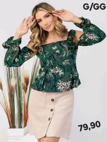 Linda Blusa Verde Floral G/GG