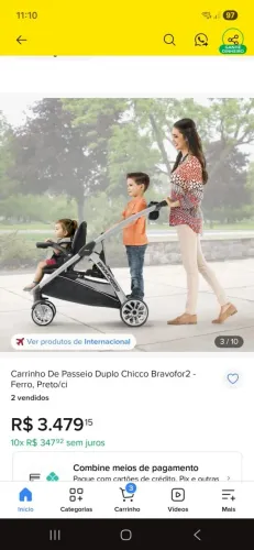 Carrinho duplo para Bebê