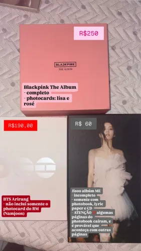 Albúns de Kpop (Blackpink, BTS e Jisoo)