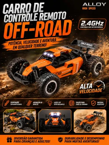 Carrinho Off Road - Controle remoto - Recarregável - 2.4Ghz,