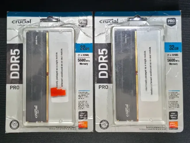 2 unidades RAM Crucial Pro 64GB DDR5 5600mhz UDIMM (2x32GB) (CP32G56C46U5)