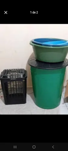 Kit  3 bacia grande, média, pequena <br>Um cesto, um tambo grande!