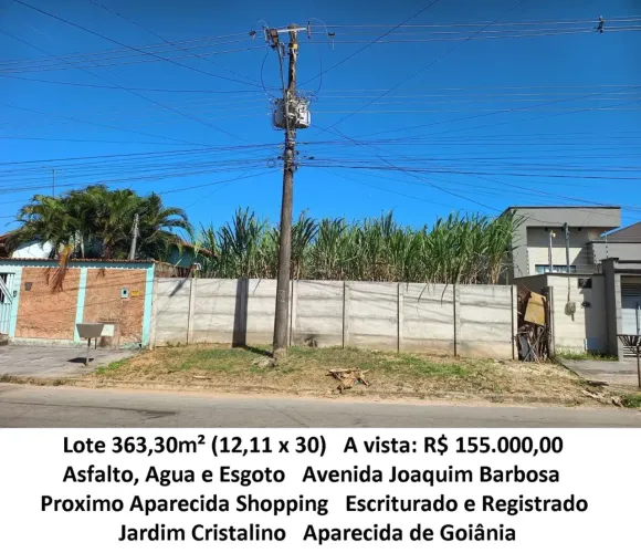 Leia a descrição: Lote 363,30m² (Proximo Aparecida Shopping) Jardim Cristalino