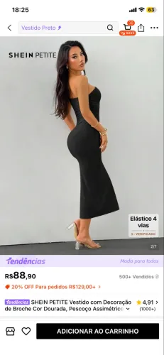 VESTIDO ELEGANTE SHEIN COM BROCHE