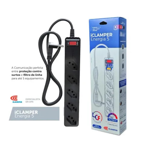 Filtro de Linha + Dps Iclamper Energia 5 Tomadas