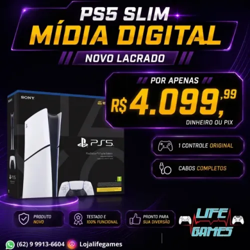 Playstation 5 Slim Mídia Digital Novo c/ garantia, loja física