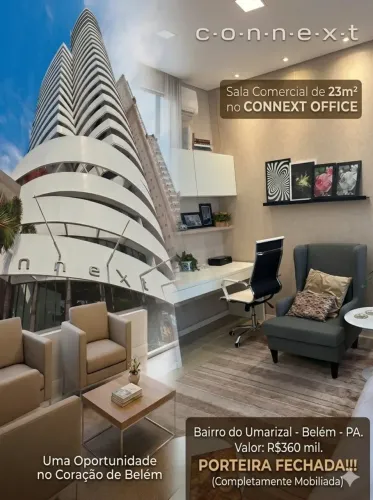 Sala Comercial no Connext Office com 23m2 mobiliado, Umarizal, Belém, Pa