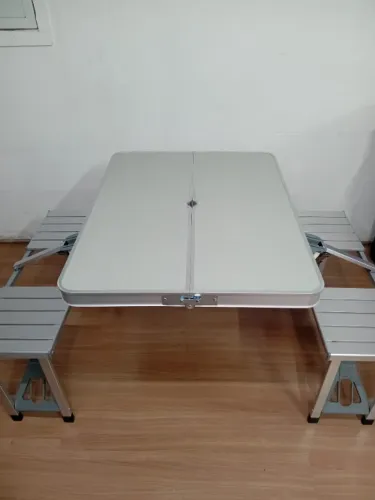 Mesa Dobrável com Bancos Portátil Vira Maleta