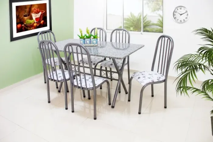 Conjunto Mesa 6 lugares taampo de granito ! Frete + montagem grátis.