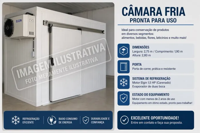 Câmara Fria Profissional Completa Motor Elgin Novo Ótima Oportunidade
