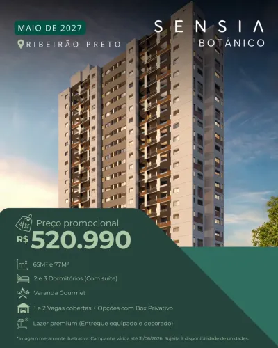 Sensia Botânico / 65 m2 e 77 m2 / entrega em Maio de 2027
