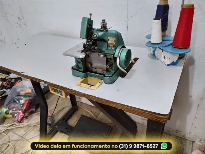 Máquina Overlock Semi Industrial Chinesinha Modelo STAR GN1-6 Completa com mesa e Motor