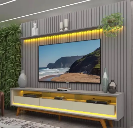 Painel com Rack Lumivare 230 cm para TV até 85 polegadas