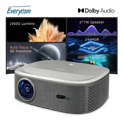 Projetor HQ10W everycom Fullhd 4k foco automático Android bluetooth wifi