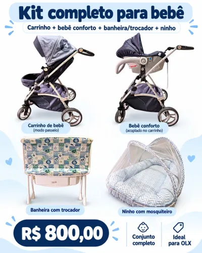 Carrinho de bebê e bebê conforto com base para carro