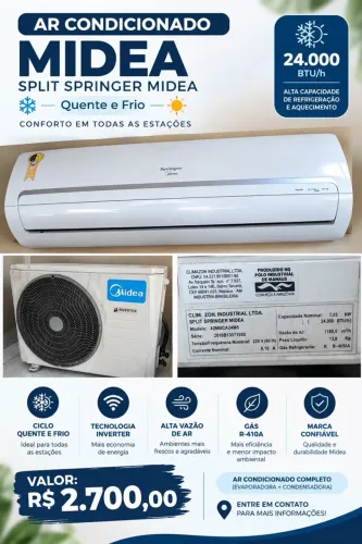 AR CONDICIONADO 24000 BTUS MIDEA SPLIT
