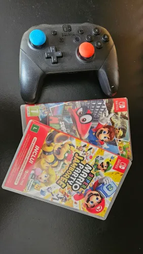 Pro controle nintendo switch + jogos Mario Odyssey e Mario Party Jamboree