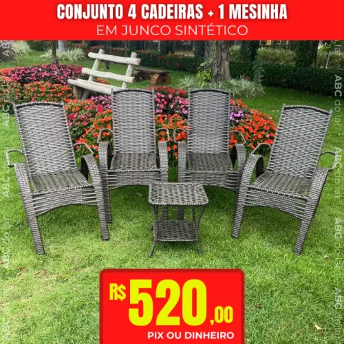 Jogo Cadeira Junco Sintético 5 Peças