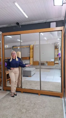 Roupeiro Casal 100%Mdf com 3 portas espelhadas