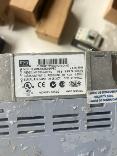 Inversor De Frequência Weg Cfw08 2.6a 220v (2 Unidades Disponíveis)